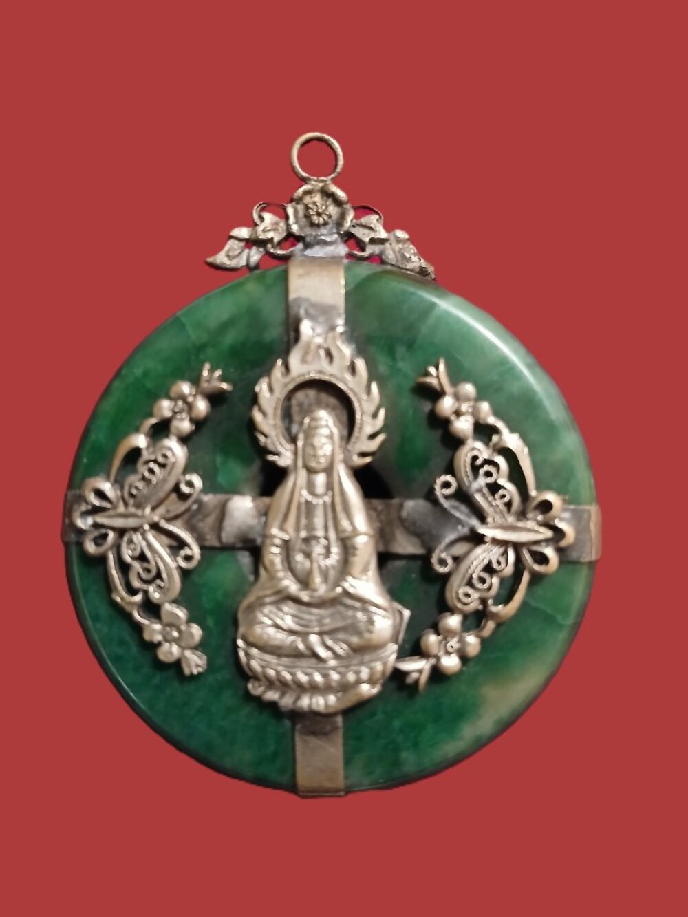 Antique Buddha Pendant - Vintage Home Meditation Decor - Picture 3 of 5